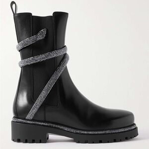 Rene Caovilla  Calfskin Snake-Wrap Chelsea Boots
